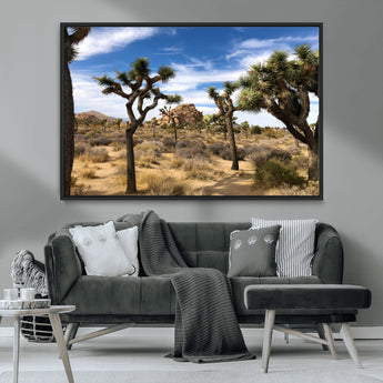 25722592-MGV-CV-36X24-Joshua Tree Desert Wall Art Canvas Print, Framed Southwestern Nature Art Picture Print, Rustic Earth Tones Perfect Southwestern