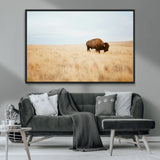 61392510-MGV-CV-36X24-Buffalo Wall Art Wall Art Canvas Print, Framed Western Wildlife Decor Art Picture Print, Rustic Farmhouse Art Perfect Rustic