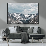 94074619-MGV-CV-36X24-Snowy Peaks Wall Art Canvas Print, Framed Alpine Wilderness Art Picture Print, Mountain Escape Perfect Winter Serenity Decor