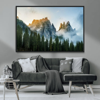 21145440-MGV-CV-36X24-Wilderness Wall Art Wall Art Canvas Print, Framed Nature Landscape Decor Art Picture Print, Misty Forest Photography Perfect