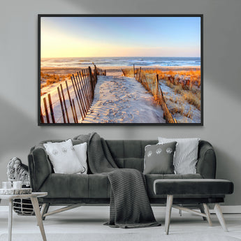 73351887-MGV-CV-36X24-Ocean Sunset Wall Art Wall Art Canvas Print, Framed Nautical Photography Art Picture Print, Summer Beach House Decor Perfect