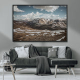 44565953-MGV-CV-36X24-Mountain Landscape Wall Art Canvas Print, Framed Snowy Peaks Art Picture Print, Rugged Highlands Perfect Rustic Adventure Decor