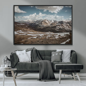44565953-MGV-CV-36X24-Mountain Landscape Wall Art Canvas Print, Framed Snowy Peaks Art Picture Print, Rugged Highlands Perfect Rustic Adventure Decor