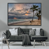 62574547-MGV-CV-36X24-Tropical Storm Wall Art Canvas Print, Framed Moody Beach Art Picture Print, Dramatic Sky Perfect Tropical Coastal Decor Artwork