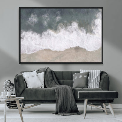 10072982-MGV-CV-36X24-Abstract Ocean Wave Wall Art – Coastal Beach Canvas Print, Minimalist Seascape Painting, Modern Ocean Inspired Artwork for Living