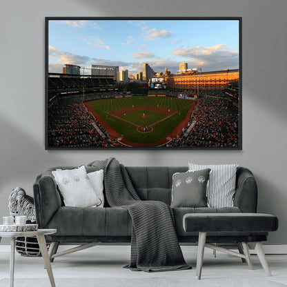 22285236-MGV-CV-36X24-Baseball Stadium Sunset – Panoramic Ballpark Canvas Wall Art, Sports Decor for Office, Man Cave, Game Room, Sports Bar, Baseball