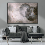 20066876-MGV-CV-36X24-Neutral Abstract Circle Wall Art – Modern Gray Beige Gold Canvas Print, Minimalist Geometric Painting for Bedroom, Living Room,