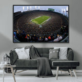 14387817-MGV-CV-36X24-Lambeau Field Stadium Wall Art – Green Bay Packers Game Day Canvas Print with Fireworks and Crowd – NFL Football Fan Man Cave