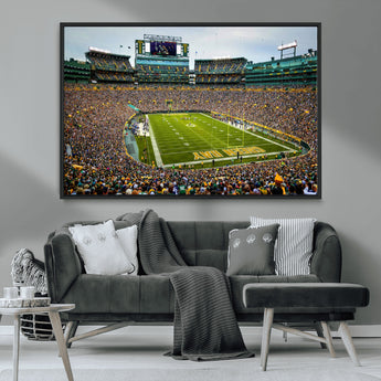 96617112-MGV-CV-36X24-Lambeau Field Wall Art – Green Bay Packers NFL Football Stadium Canvas Print – Game Day Crowd Sports Decor for Man Cave, Bar, or