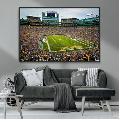 96617112-MGV-CV-36X24-Lambeau Field Wall Art – Green Bay Packers NFL Football Stadium Canvas Print – Game Day Crowd Sports Decor for Man Cave, Bar, or
