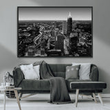 46578567-MGV-CV-36X24-Atlanta Skyline Wall Art – Black and White Cityscape Canvas Print, Modern Urban Night Decor for Office, Living Room, or Apartment