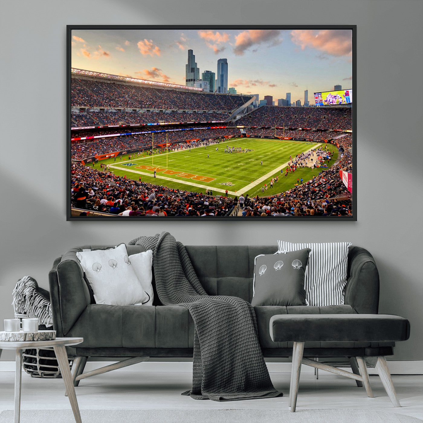 55377093-MGV-CV-36X24-Soldier Field Wall Art – Panoramic Chicago Bears Football Stadium Canvas Print, Game Day Sports Decor for Man Cave, Bar, Office,