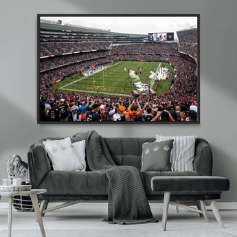 18347149-MGV-CV-36X24-Soldier Field Wall Art – Chicago Bears Football Stadium Canvas Print, Game Day Sports Decor for Man Cave, Bar, Office, or Living
