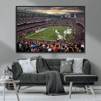 87578930-MGV-CV-36X24-Soldier Field Wall Art – Chicago Bears Football Stadium Sunset Canvas Print, Game Day Sports Decor for Man Cave, Bar, Office, or