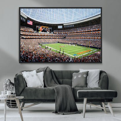 32530647-MGV-FC-36X24_Black-Chicago Bears Stadium Wall Art – Futuristic Dome Arena Canvas Print, Modern Football Concept Design Decor for Man Cave, Bar, or