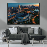 36690345-MGV-CV-36X24-Soldier Field Wall Art – Chicago Bears Stadium Aerial Night Canvas Print, City Skyline Football Decor for Living Room, Office, or