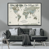 10693204-MGV-CV-36X24-Little By Little One Travels Far Tolkien Quote Blue Green World Map Adventure Wall Art Canvas Print Rustic Wanderlust Travel Decor
