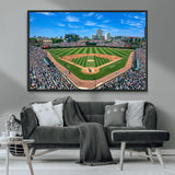 35800083-MGV-FC-36X24_Black-Wrigley Field Baseball Stadium Canvas Wall Art – Packed Crowd Sports Stadium Print, City Skyline Baseball Field Canvas for Game