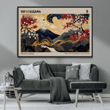 66892669-MGV-CV-36X24-Japanese Landscape Wall Art – Mount Fuji Canvas Print with Cherry Blossoms and Golden Waves, Traditional Asian Inspired Artwork