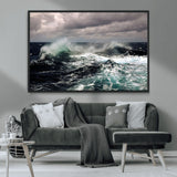 38622353-MGV-FC-36X24_Black-Stormy Ocean Waves Canvas Wall Art – Framed Turbulent Sea Print, Large Nature Canvas for Coastal, Living Room, or Office Spaces