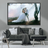 CSTM913-MGV-CV-36X24-Framed Wedding Canvas Print - Custom Wall Art Keepsake for Couples, Elegant Home Decoration Gift, Create Your Own Photo Canvas