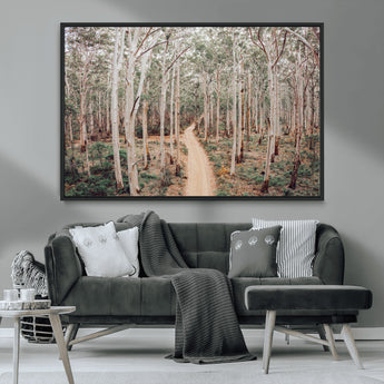 24760563-MGV-CV-36X24-Forest Wall Art – Tranquil Woodland Path Canvas Print, Scenic Nature Photography Decor for Bedroom, Living Room, Office, Cabin or