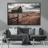 70676381-MGV-CV-36X24-Rustic Barn Wall Art – Weathered Farmhouse Canvas Print, Country Landscape Photography Decor for Bedroom, Living Room, Office,