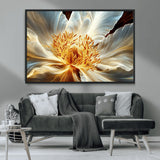 20862576-MGV-CV-36X24-Golden Abstract Flower Canvas Wall Art – Modern Botanical Bloom Print, Elegant Floral Artwork for Living Room, Bedroom, Office