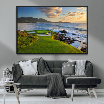 67486665-MGV-CV-36X24-Golf Course Wall Art – Pebble Beach Oceanfront Canvas Print, Coastal Fairway Photography Sports Decor for Living Room, Office, Man