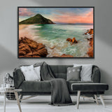 53831025-MGV-CV-36X24-Coastal Landscape Wall Art – Tropical Beach Ocean Canvas Print, Sunset Mountain View Photography Decor for Living Room, Bedroom,