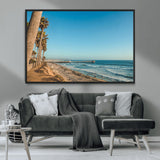 92568259-MGV-CV-36X24-California Beach Wall Art – Palm Tree Pier Canvas Print, Coastal Ocean Photography Seaside Decor for Living Room, Bedroom, Office,