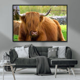 68411138-MGV-CV-36X24-Farmhouse Wall Art – Highland Cow Canvas Print, Rustic Country Cattle Photography Decor for Bedroom, Living Room, Office, Ranch,