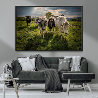 67277447-MGV-CV-36X24-Farmhouse Wall Art – Herd of Cows Canvas Print, Rustic Country Pasture Photography Decor for Bedroom, Living Room, Office, Ranch,