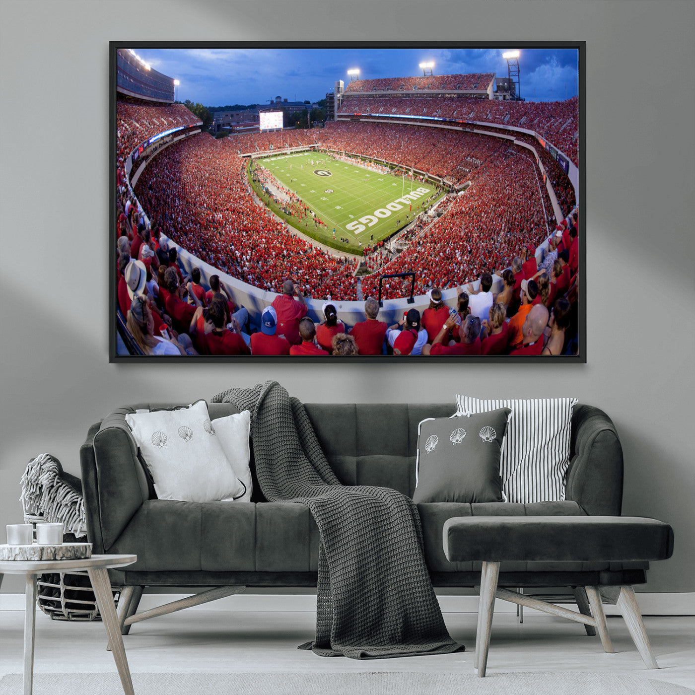 10244378-MGV-CV-36X24-Sanford Stadium Wall Art – Georgia Bulldogs Football Panoramic Evening Canvas Print, College Game Day Decor for Man Cave, Bar, or