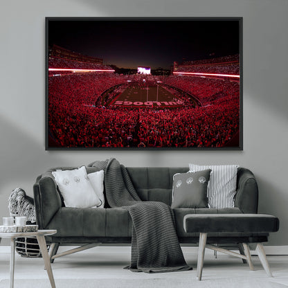 38331045-MGV-CV-36X24-Sanford Stadium Wall Art – Georgia Bulldogs Football Red Night Game Canvas Print, Electric College Sports Decor for Man Cave or