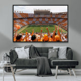 76011417-MGV-CV-36X24-Tennessee Volunteers Wall Art – Neyland Stadium Checkerboard Crowd Canvas Print, Vols Football Game Day Fan Perspective Sports