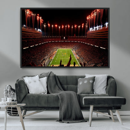 73358115-MGV-CV-36X24-Tennessee Volunteers Wall Art – Neyland Stadium Fireworks Night Game Canvas Print, Vols Football Checkerboard Endzone Sports Decor