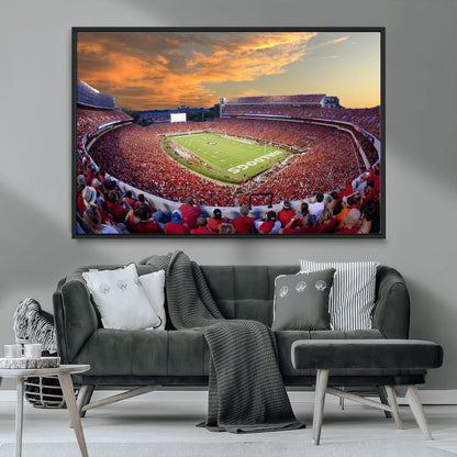73680988-MGV-CV-36X24-Georgia Bulldogs Stadium Wall Art – Panoramic Football Field Canvas Print, Game Day Decor for Home, Office, Fan Cave, Sports
