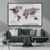33204797-MGV-CV-36X24-Personalized World Map Wall Art – Burgundy & Grey Adventure Travel Map with Custom Names, Romantic Wall Decor for Couples, Home or