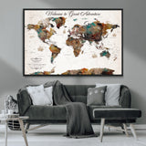 67029173-MGV-CV-36X24-Personalized World Map Wall Art – Colorful Vintage Adventure Travel Map with Custom Couple Names, Rustic Wall Decor for Home,