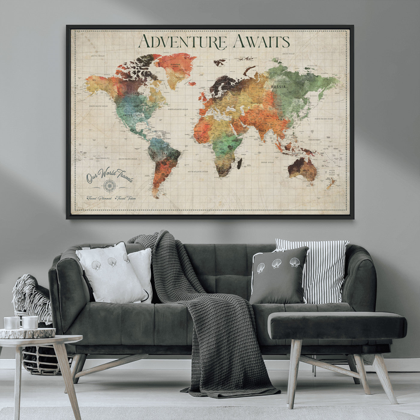 24737989-MGV-CV-36X24-Personalized World Map Wall Art – Colorful Vintage Adventure Travel Map with Custom Names, Unique Wall Decor for Couples,