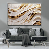 41237-MGV-CV-36X24-Gold Waves Wall Art Canvas Print, Framed Elegant Flow Art Picture Print, Luxury Layers Perfect Minimal Luxe Decor Artwork