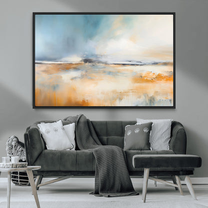 12135-MGV-CV-36X24-Soft Horizon Wall Art Canvas Print, Framed Golden Field Art Picture Print, Dreamy Horizon Perfect Minimalist Earthy Decor Artwork