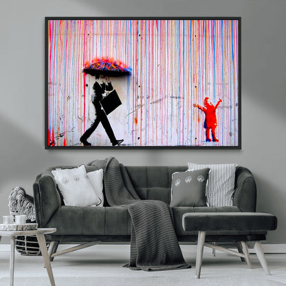 69505-MGV-CV-36X24-Graffiti Girl Wall Art Canvas Print, Framed Urban Contrast Art Picture Print, Vibrant Graffiti Perfect Urban Pop Decor Artwork