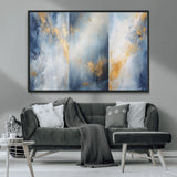 41836-MGV-CV-36X24-Abstract Gold Wall Art Canvas Print, Framed Blue Layers Art Picture Print, Elegant Cloud Perfect Elegant Minimalist Decor Artwork