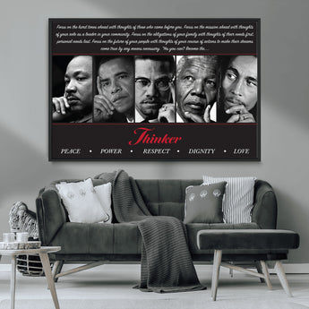 45112-MGV-CV-36X24-Black Icons Wall Art Canvas Print, Framed Thinker Art Picture Print, Motivational Quote Perfect Cultural Modern Decor Artwork