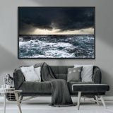51359-MGV-CV-36X24-Stormy Ocean Wall Art Canvas Print, Framed Moody Seascape Art Picture Print, Ocean Storm Perfect Dramatic Coastal Decor Artwork