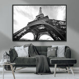 40006-MGV-CV-36X24-Eiffel Tower Wall Art – Black and White Architectural Photo Print, Paris Inspired Decor for Bedroom, Office, Studio or Modern