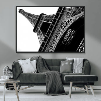 89033-MGV-CV-36X24-Eiffel Tower Wall Art – Dramatic Black and White Architectural Canvas Print, Modern Paris Decor for Office, Living Room or