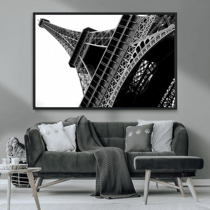89033-MGV-CV-36X24-Eiffel Tower Wall Art – Dramatic Black and White Architectural Canvas Print, Modern Paris Decor for Office, Living Room or